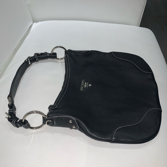 Prada Vitello Daino Black Leather Hobo Bag - Picture 6 of 10